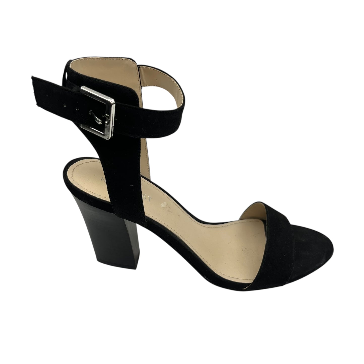 Sandals Heels Block By Nine West In Black, Size:7.5