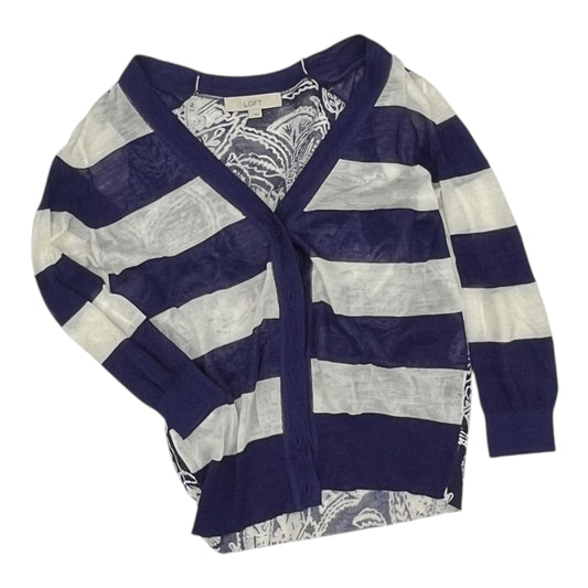 Cardigan By Loft In Blue & White, Size:S