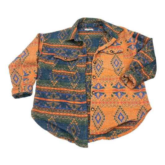 Jacket Shirt By Chicsoul In Orange, Size:1X