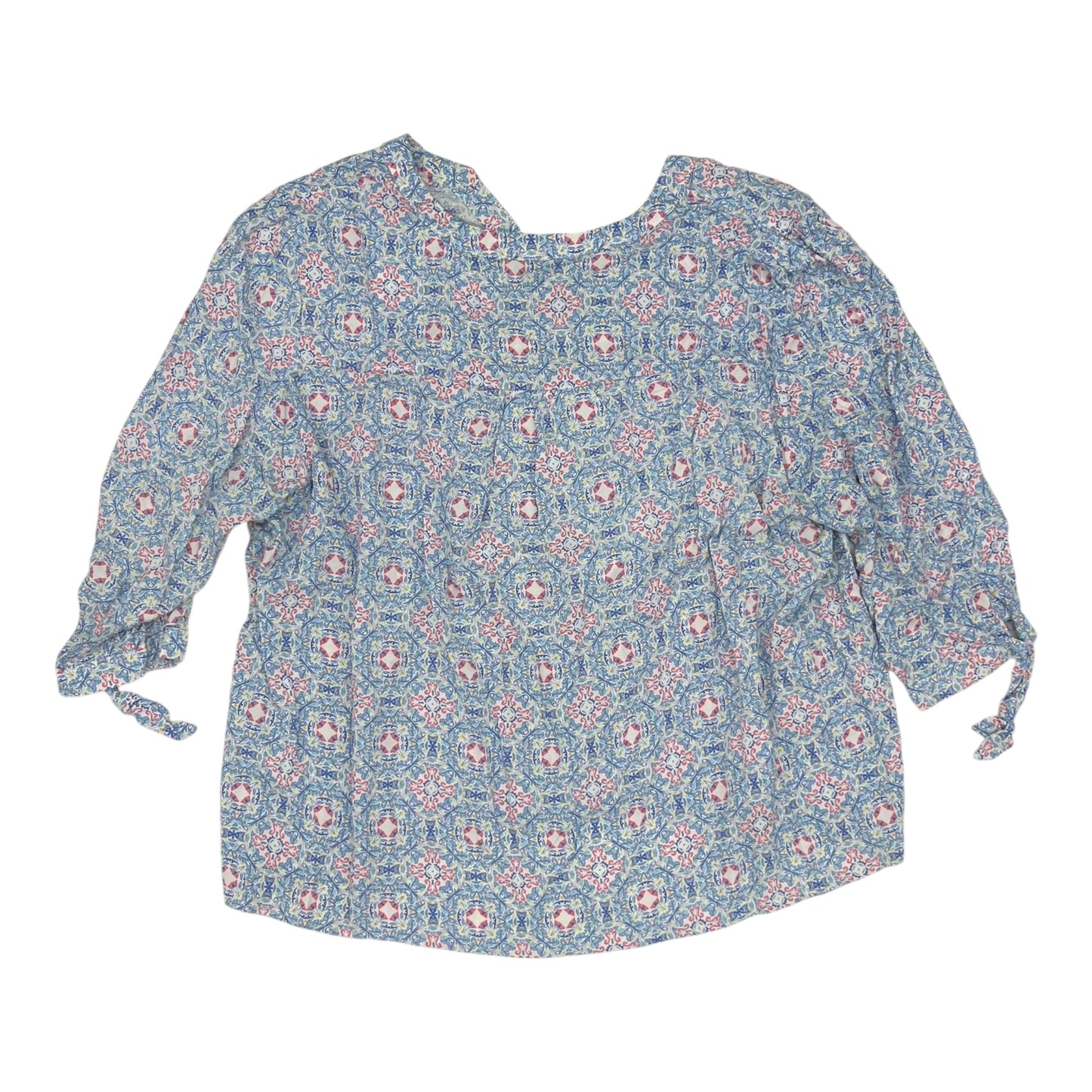 Blouse Ls By Jones And Co In Blue, Size:2X