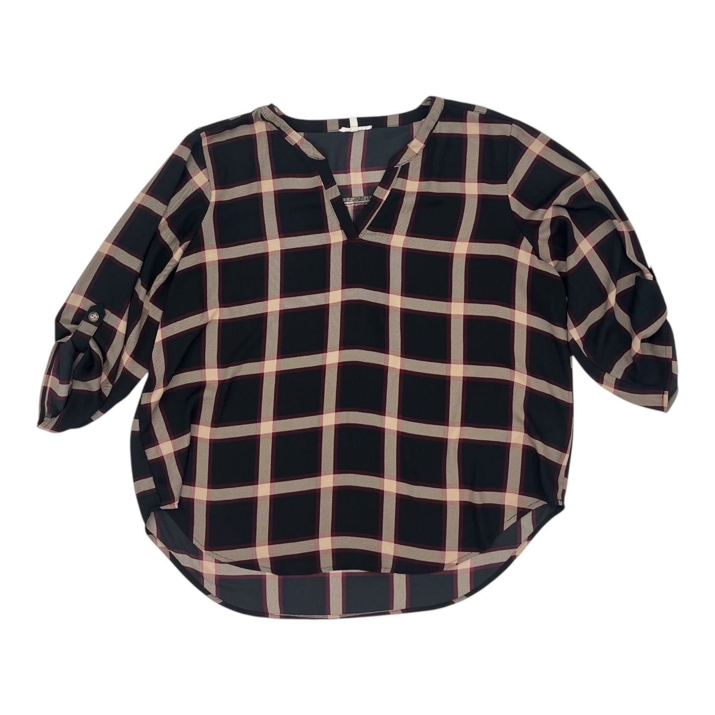 Blouse 3/4 Sleeve By Maurices In Black & Purple, Size:Xxl