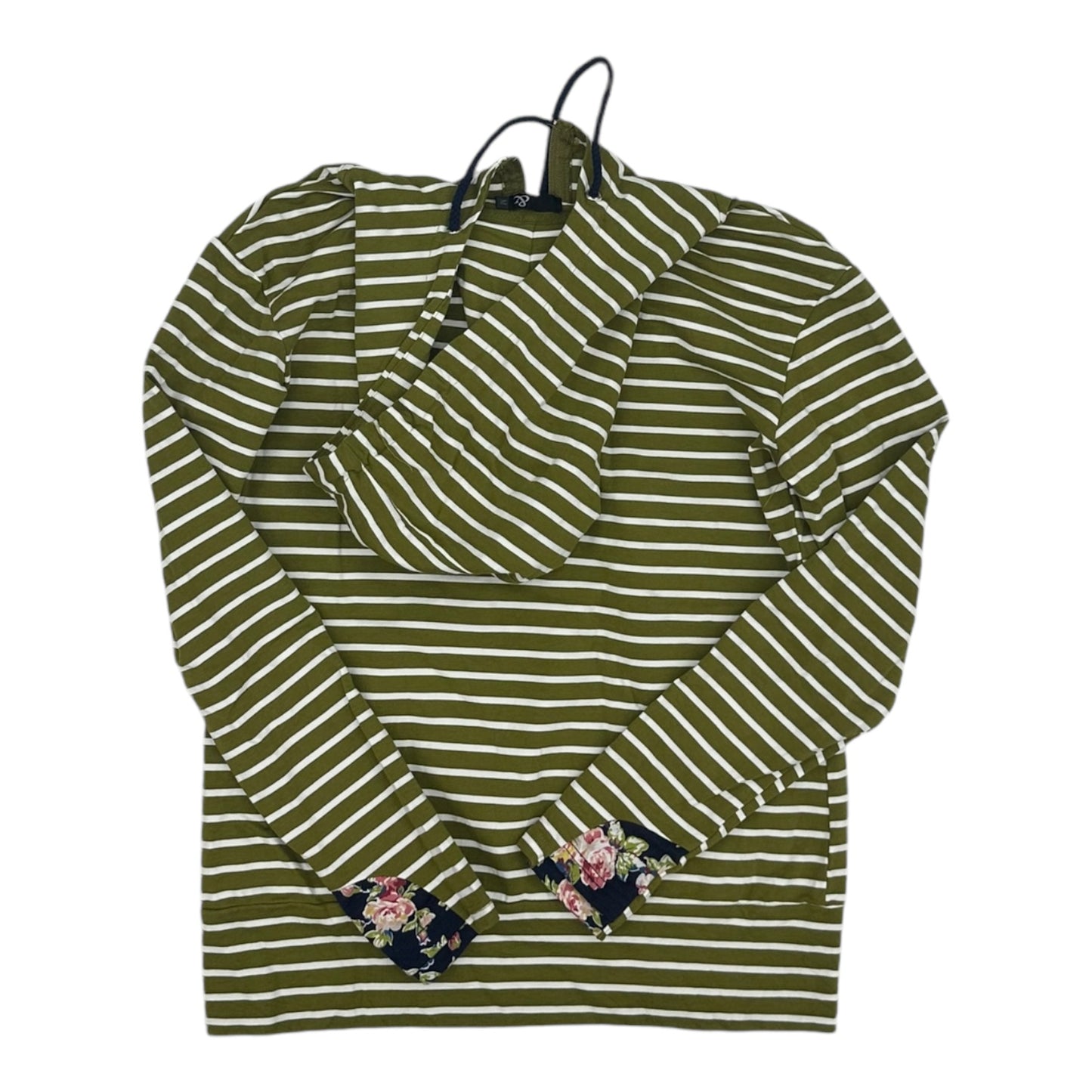 Sweatshirt Hoodie By Clothes Mentor In Green & White, Size:M