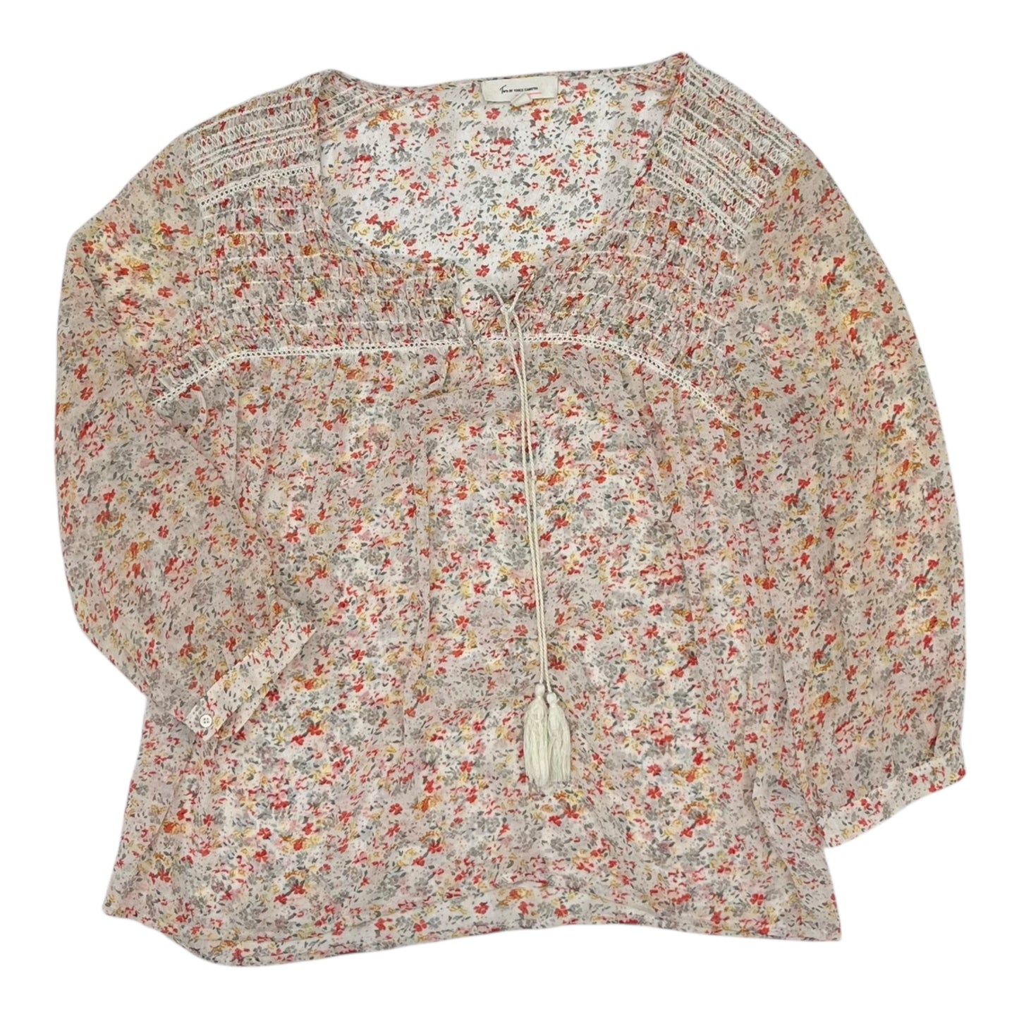 Blouse 3/4 Sleeve By Two By Vince Camuto In Floral Print, Size:L