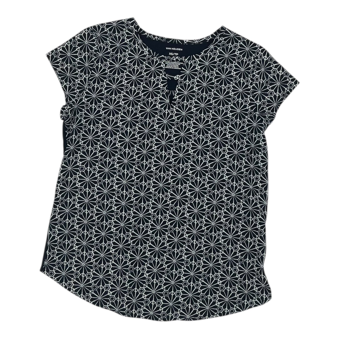 Blouse Ss By Van Heusen In Blue & White, Size:Xs