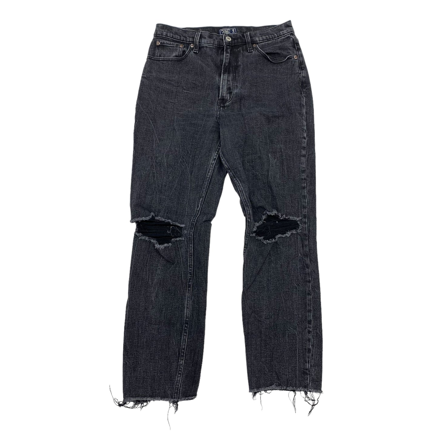 BLACK DENIM JEANS STRAIGHT by ABERCROMBIE AND FITCH Size:8