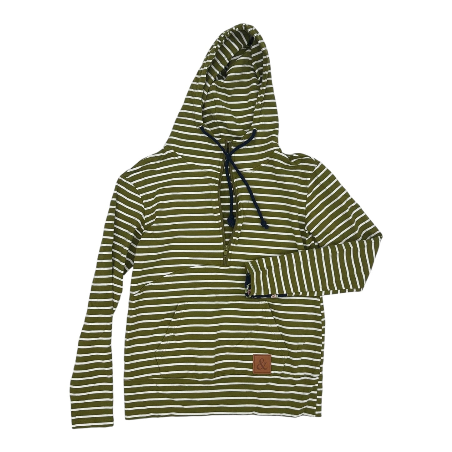 Sweatshirt Hoodie By Clothes Mentor In Green & White, Size:M