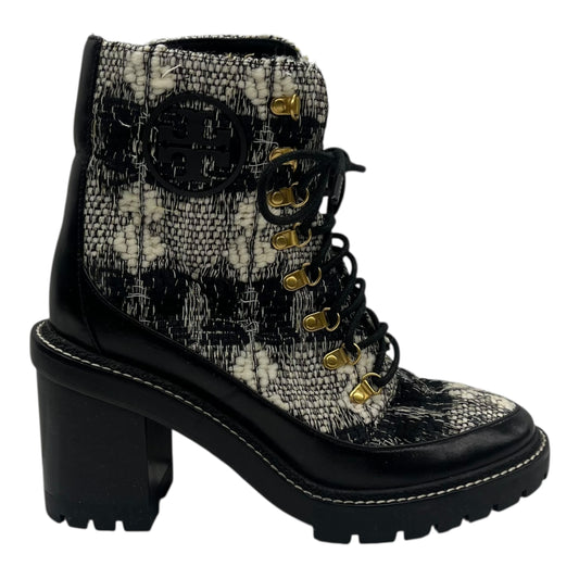 Boots Designer By Tory Burch In Black & Cream, Size:8
