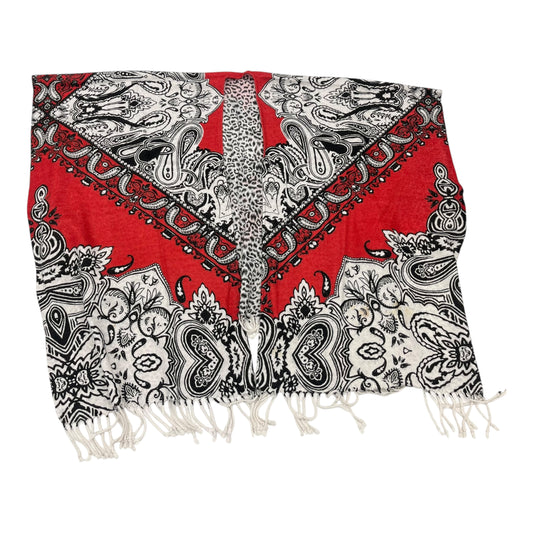 Shawl By Clothes Mentor In Red & White, Size:Osfm