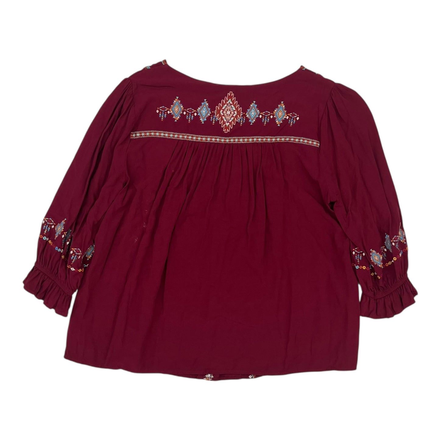 Blouse 3/4 Sleeve By Savanna Jane In Red, Size:L