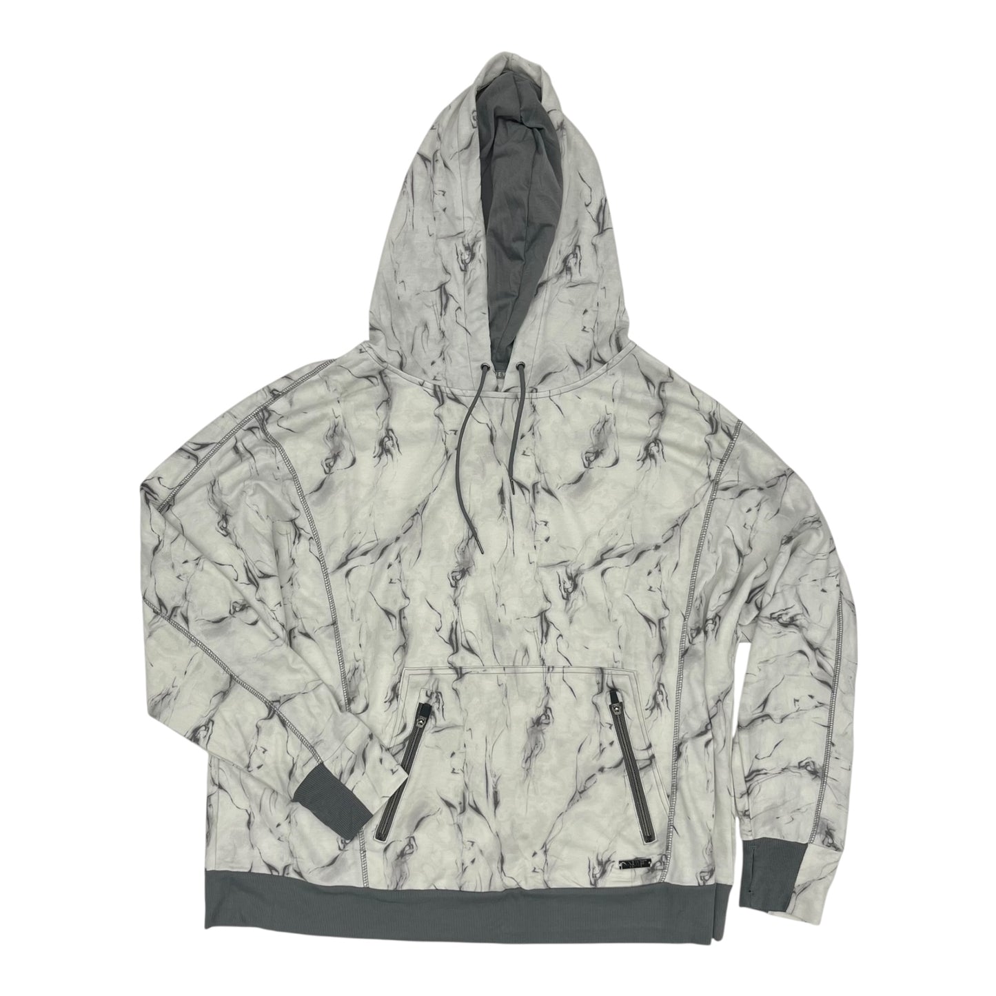 Athletic Sweatshirt Hoodie By Nine West Apparel In Grey & White, Size:3X