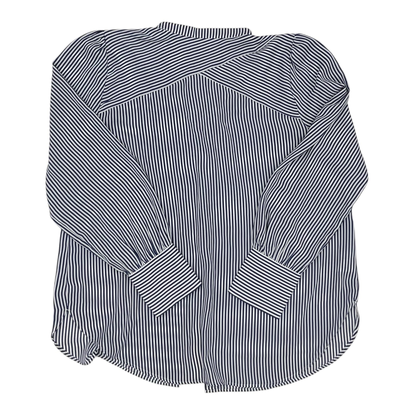 Blouse Ls By Loft In Blue & White, Size:L
