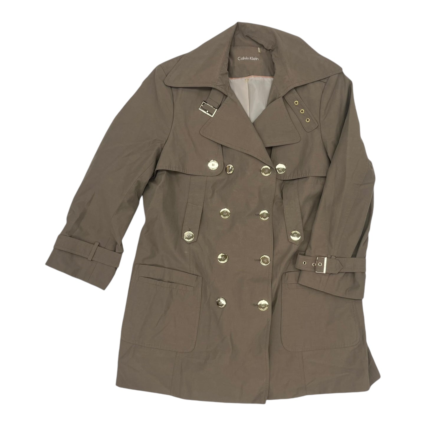 Coat Peacoat By Calvin Klein In Taupe, Size:Xl