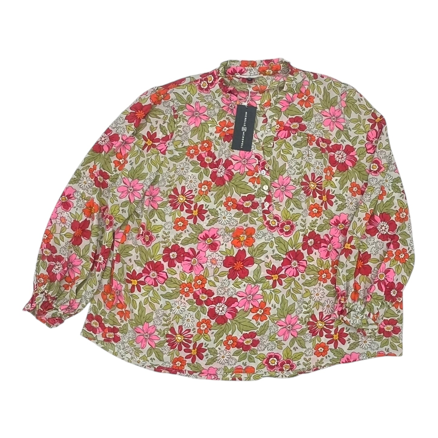 Blouse Ls By Clothes Mentor In Floral Print, Size:Xl