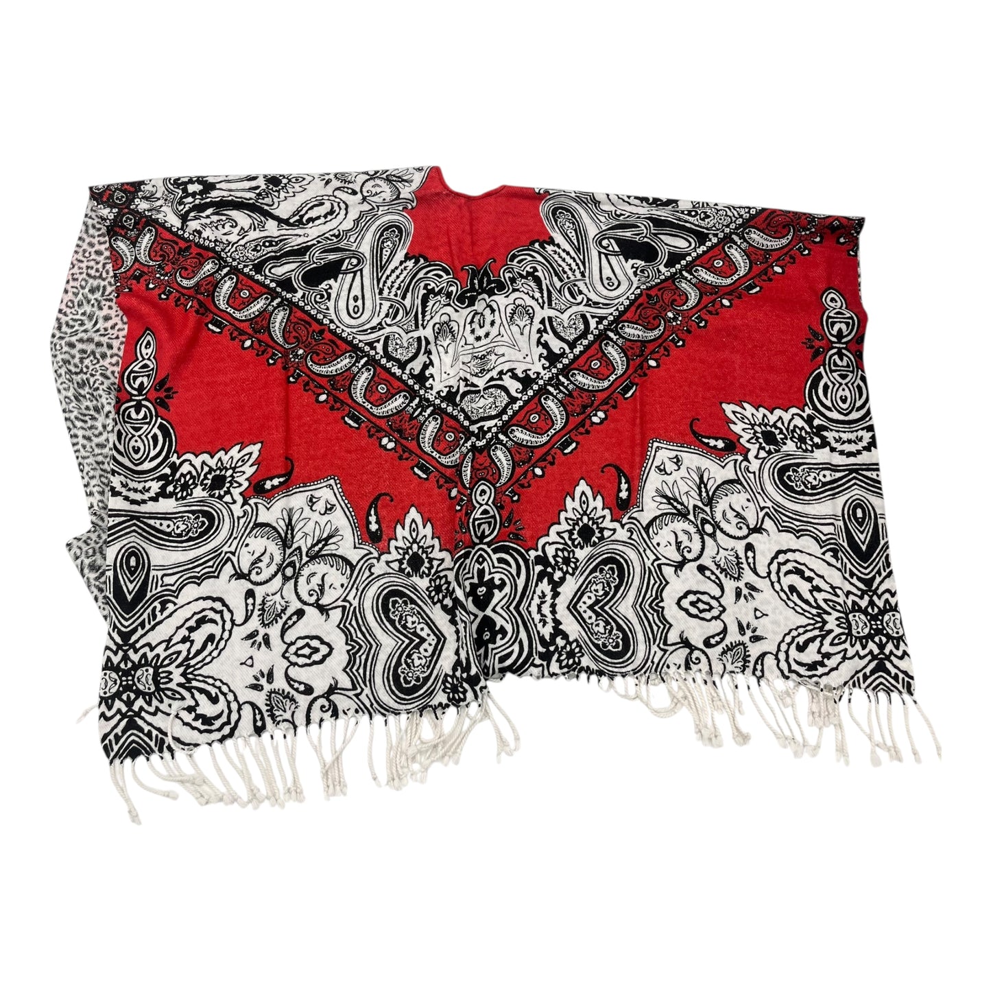 Shawl By Clothes Mentor In Red & White, Size:Osfm