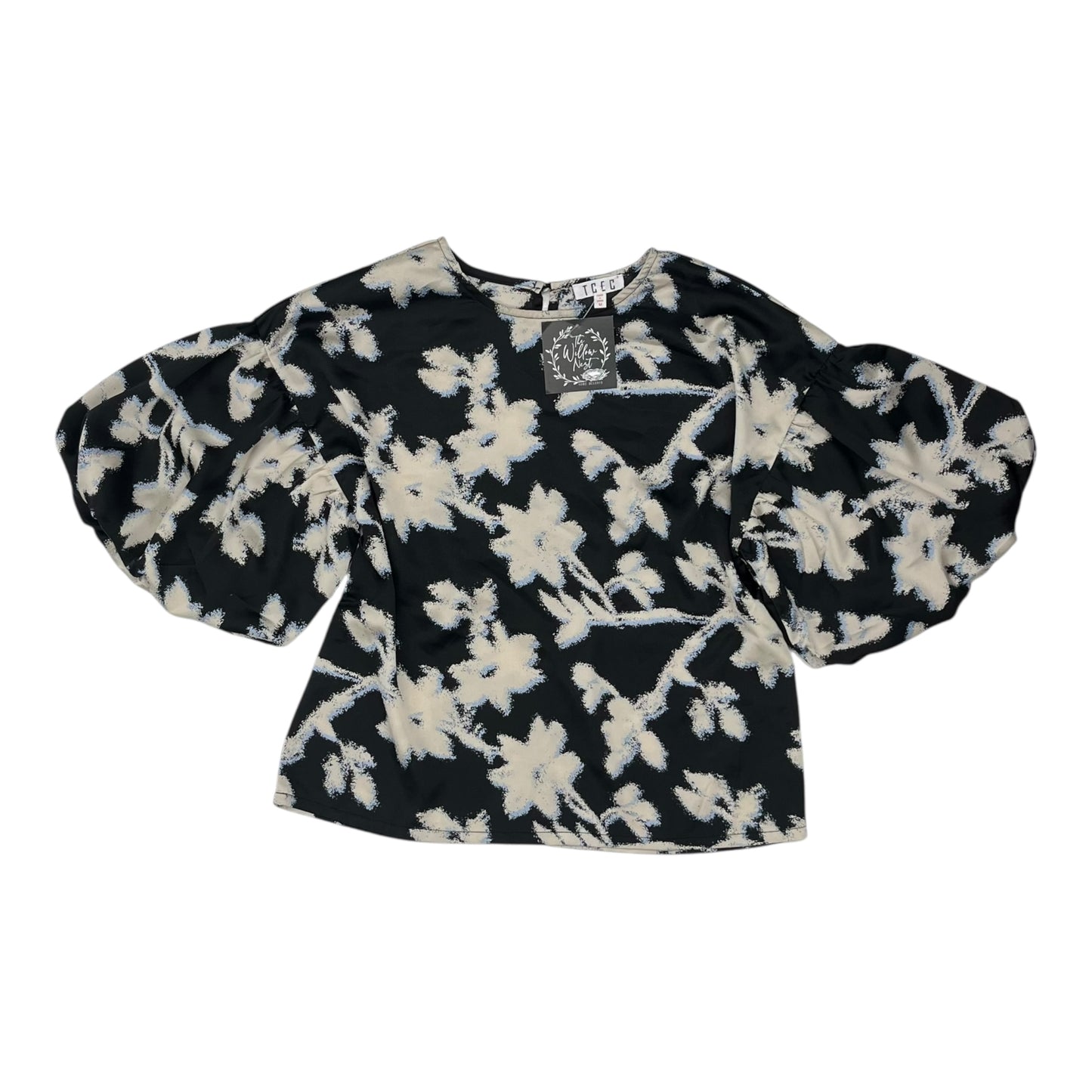 BLOUSE SS by TCEC In BLACK & CREAM, Size: M