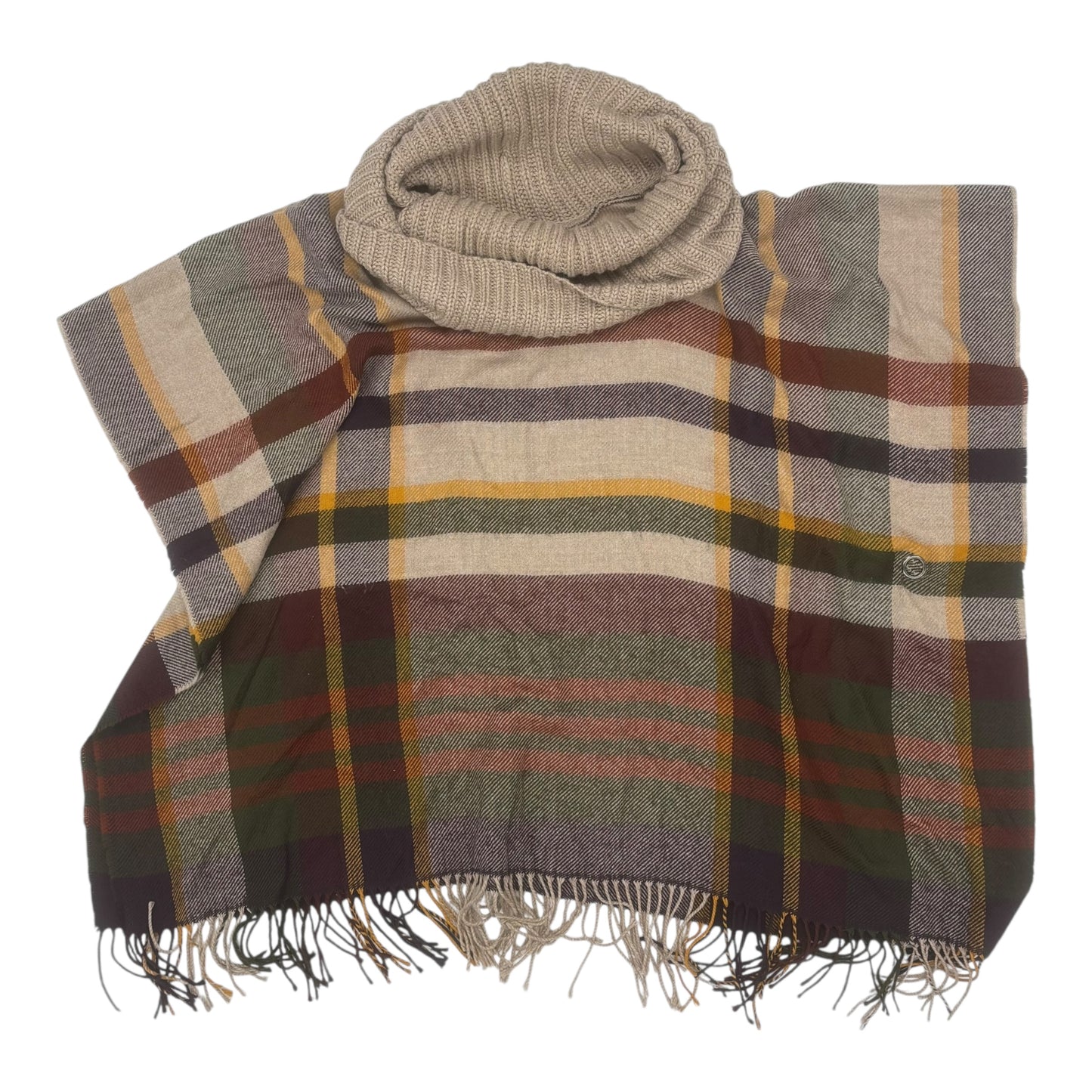Poncho By Clothes Mentor In Plaid Pattern, Size:Osfm