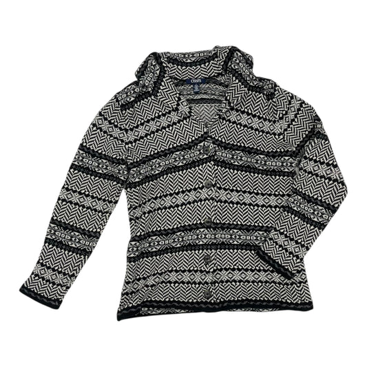 Sweater Cardigan By Chaps In Black & White, Size:M