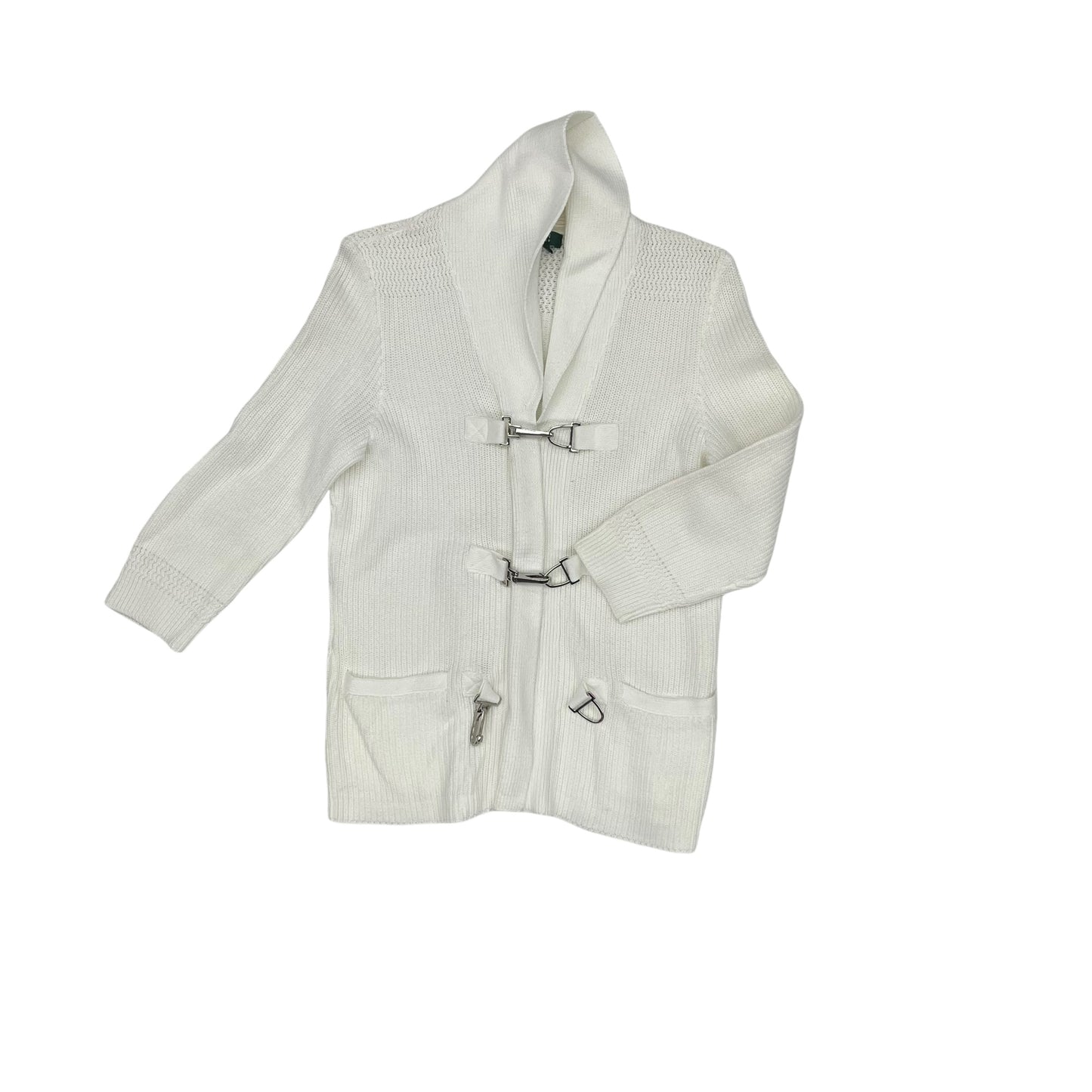 Cardigan By Lauren By Ralph Lauren In White, Size:M