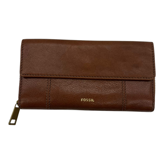 Wallet Leather By Fossil In Brown, Size:Large