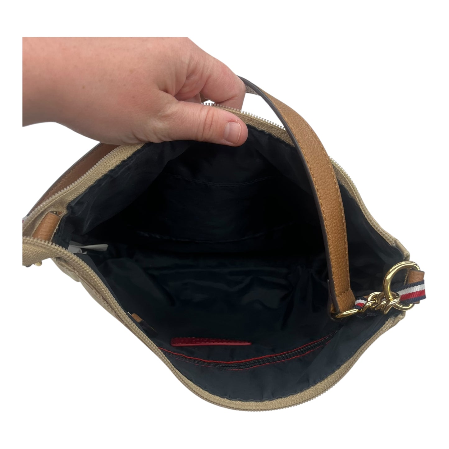 Handbag By Tommy Hilfiger In Tan, Size:Medium