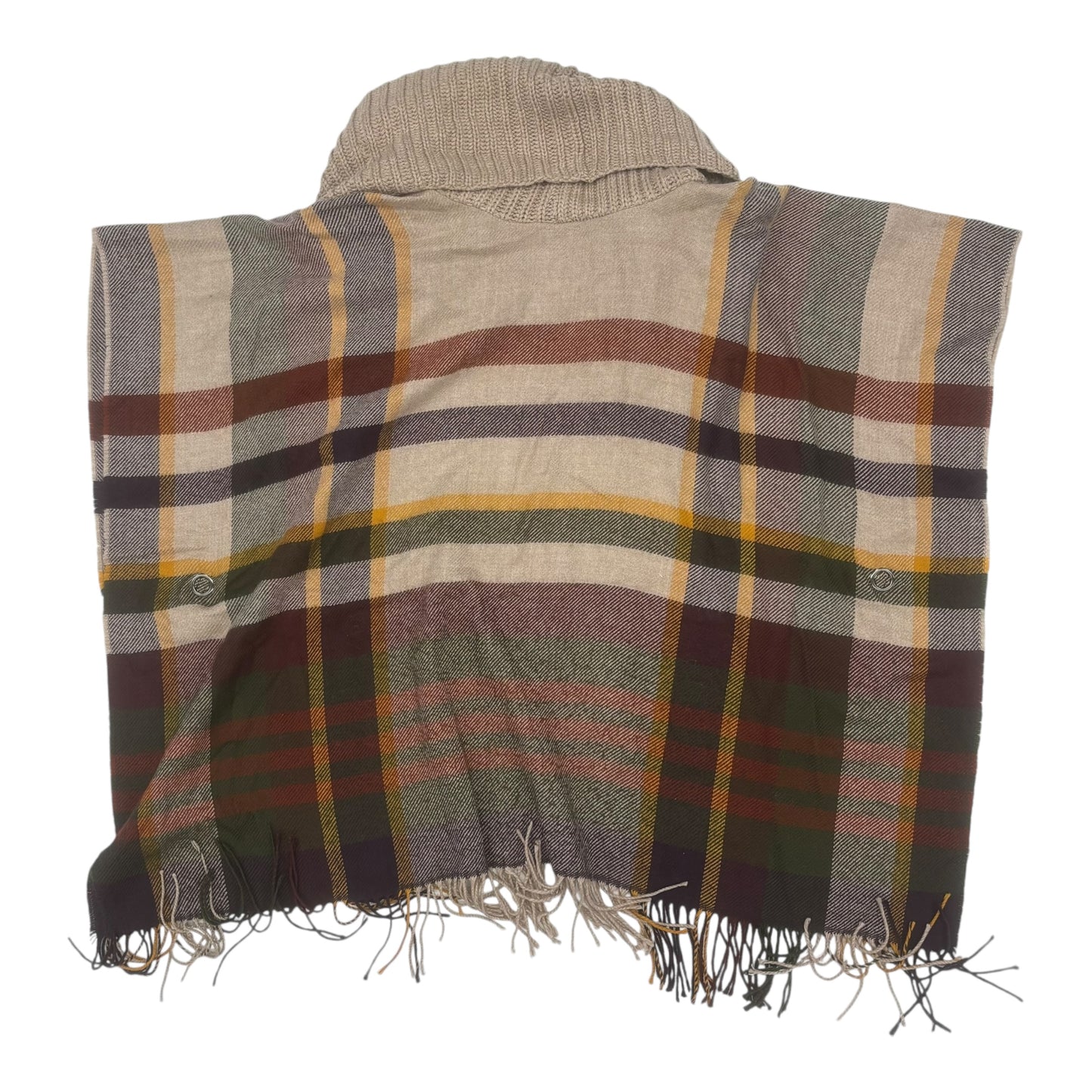 Poncho By Clothes Mentor In Plaid Pattern, Size:Osfm
