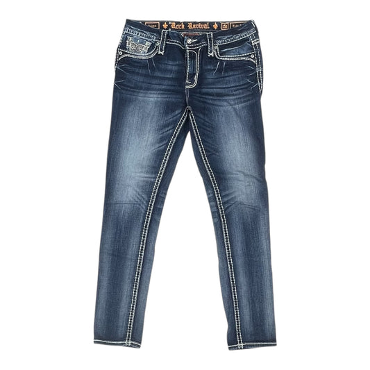 Jeans Skinny By Rock Revival In Blue Denim, Size:6