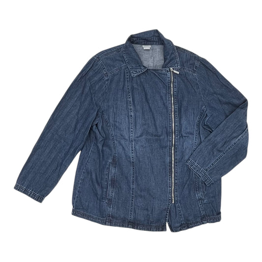 Jacket Denim By Chicos In Camouflage Print, Size:Xl