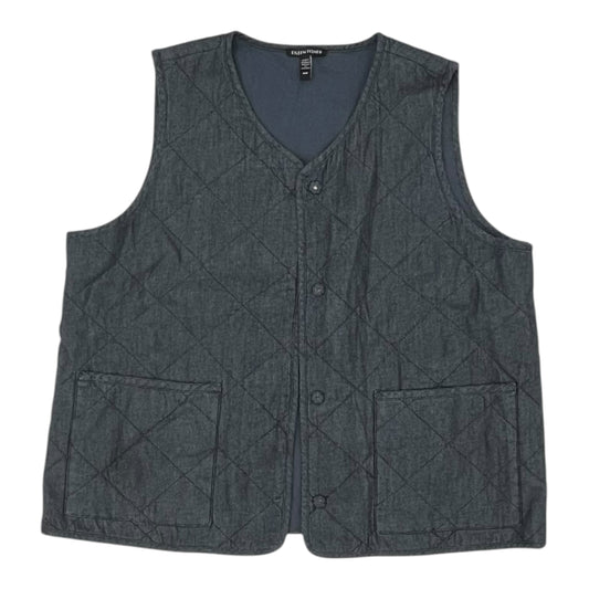 Vest Puffer & Quilted By Eileen Fisher In Navy, Size:M