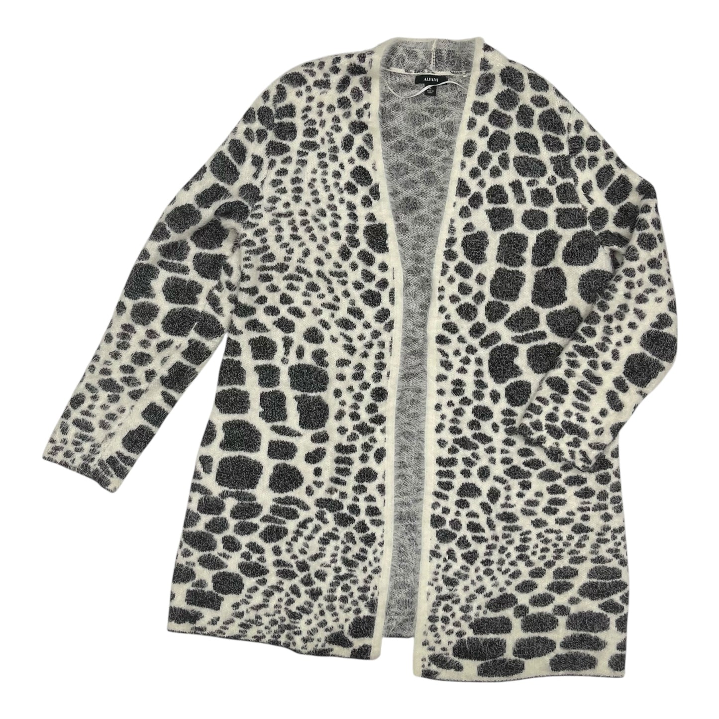 Sweater Cardigan By Alfani In Cream & Grey, Size:Xl