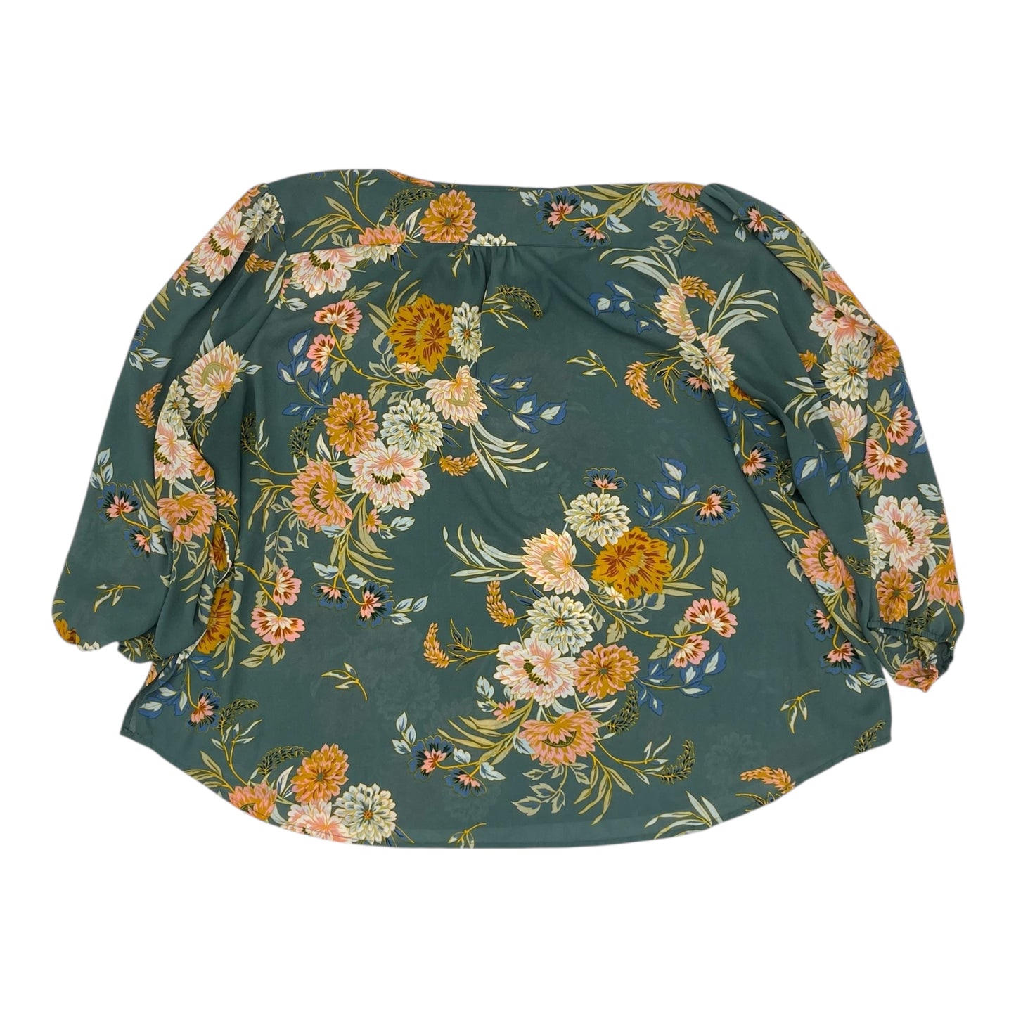 Blouse Ls By Monday Fun In Green, Size:3X