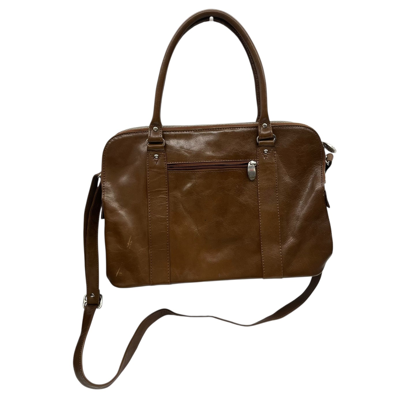Handbag Leather By Clothes Mentor In Brown, Size:Medium