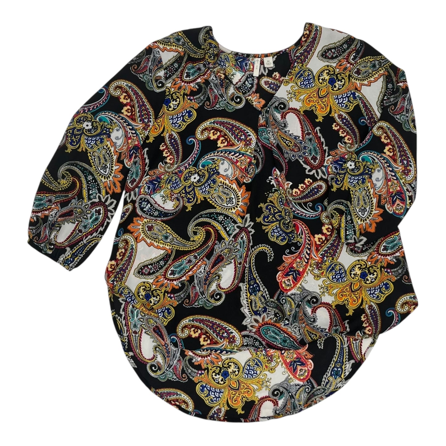 Blouse 3/4 Sleeve By Cato In Black, Size:M