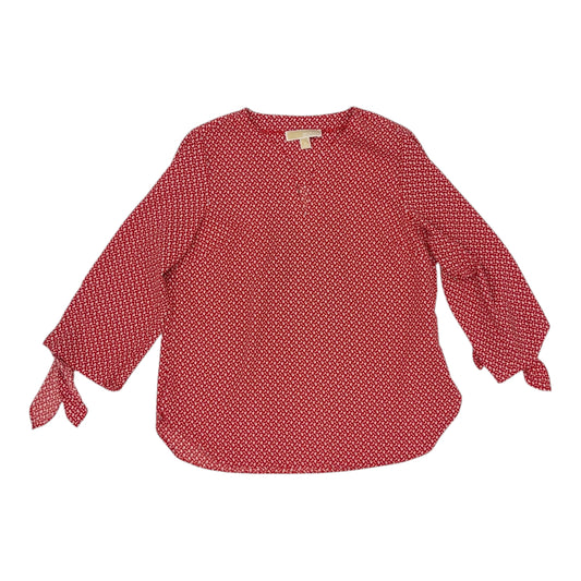 Top 3/4 Sleeve Designer By Michael Kors In Red, Size:M