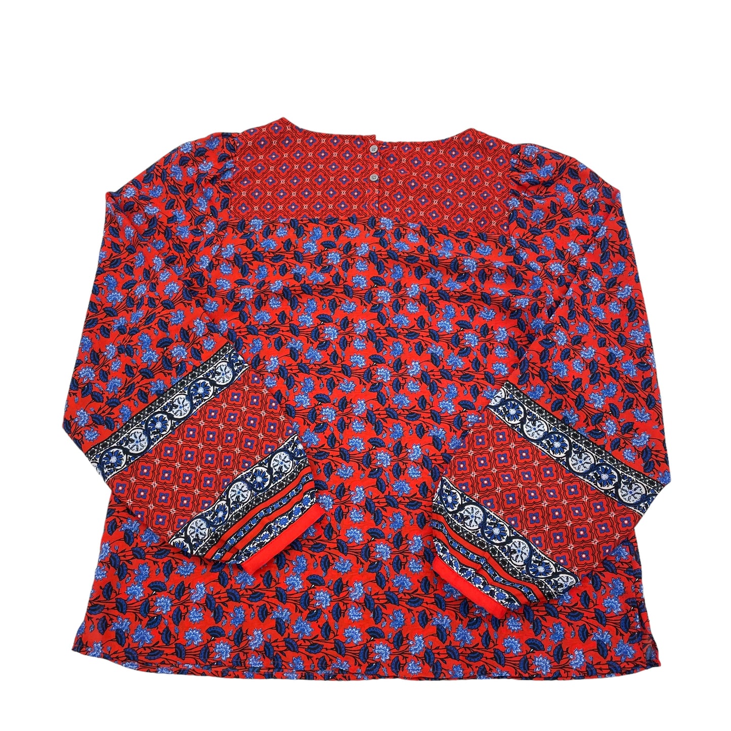 BLUE & RED BLOUSE LS by LOFT Size:S