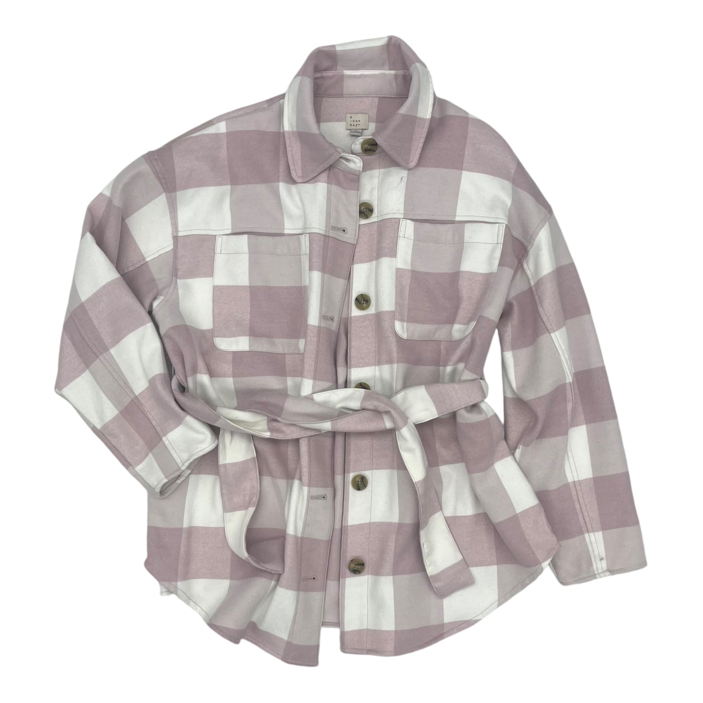 Jacket Shirt By A New Day In Pink & White, Size:L