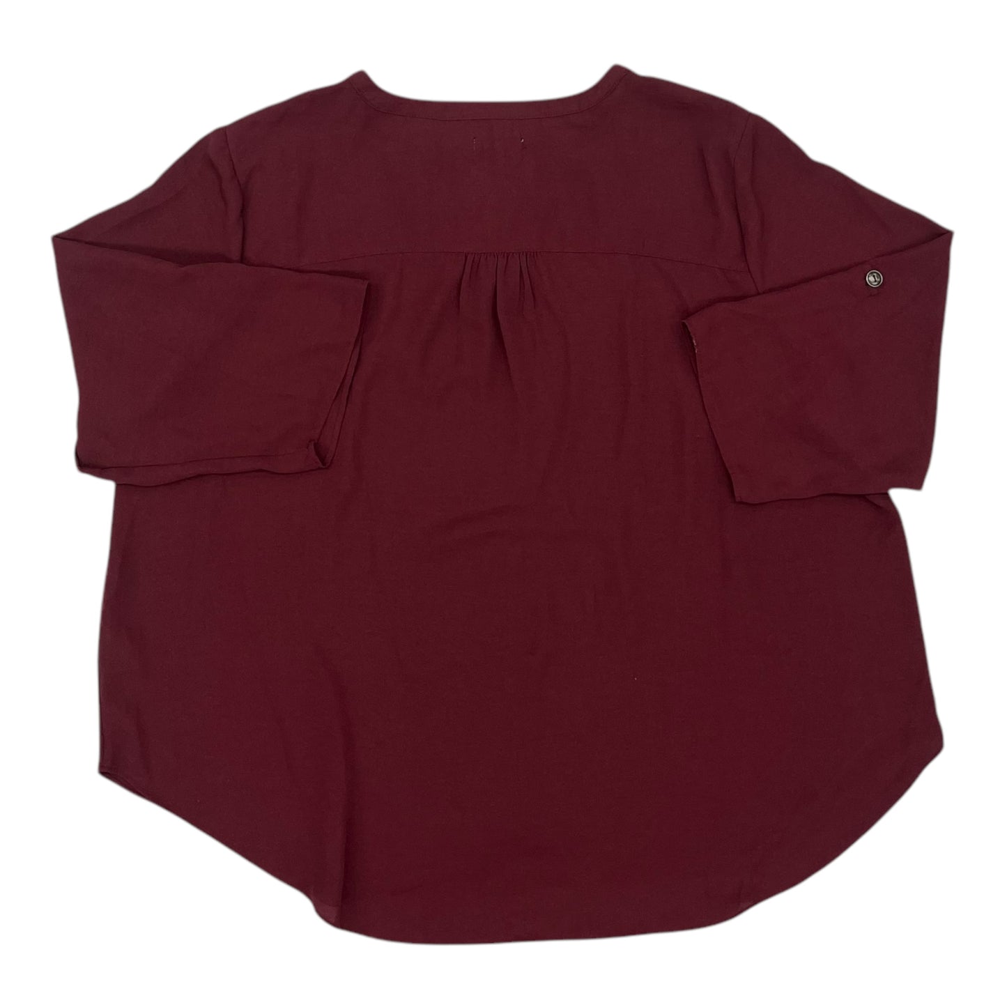 Blouse 3/4 Sleeve By Maurices In Maroon, Size:2X