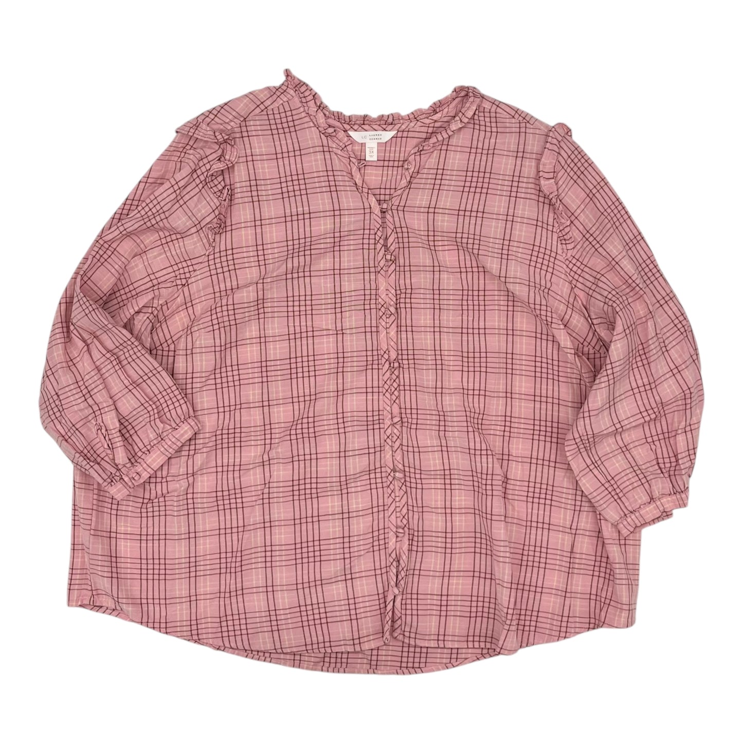 Blouse Ls By Lc Lauren Conrad In Pink, Size:3X