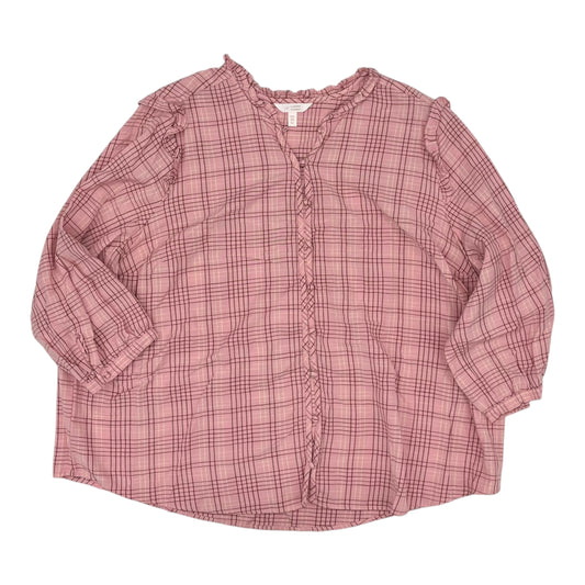 Blouse Ls By Lc Lauren Conrad In Pink, Size:3X