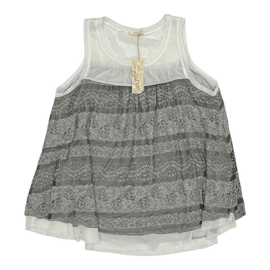 Blouse Sleeveless By Mystree In Grey & White, Size:L