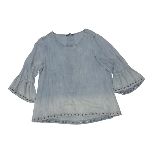 BLOUSE 3/4 SLEEVE by JOHN MARK In BLUE DENIM, Size: M