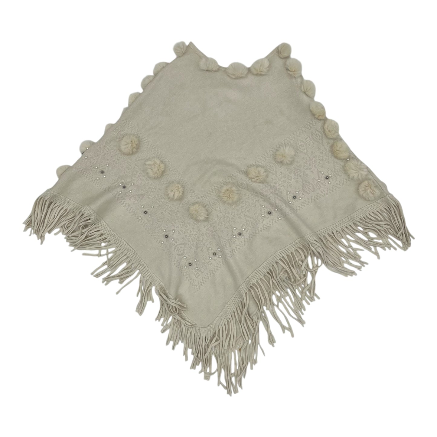 Poncho By Clothes Mentor In Cream, Size:Osfm