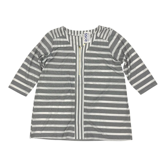 Blouse 3/4 Sleeve By Ava James In Black & White, Size:1X