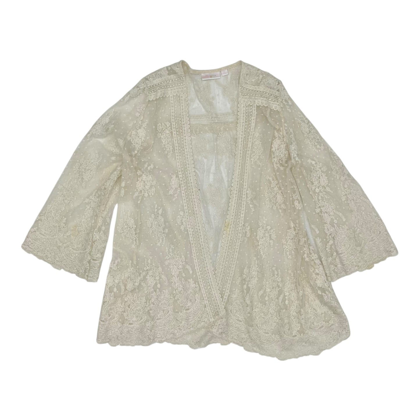 Kimono By Clothes Mentor In Cream, Size:L