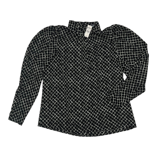 Blouse Ls By Express In Black & Cream, Size:M