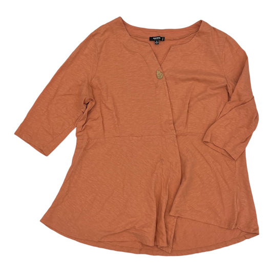 Top 3/4 Sleeve By Premise Studio In Orange, Size:1X