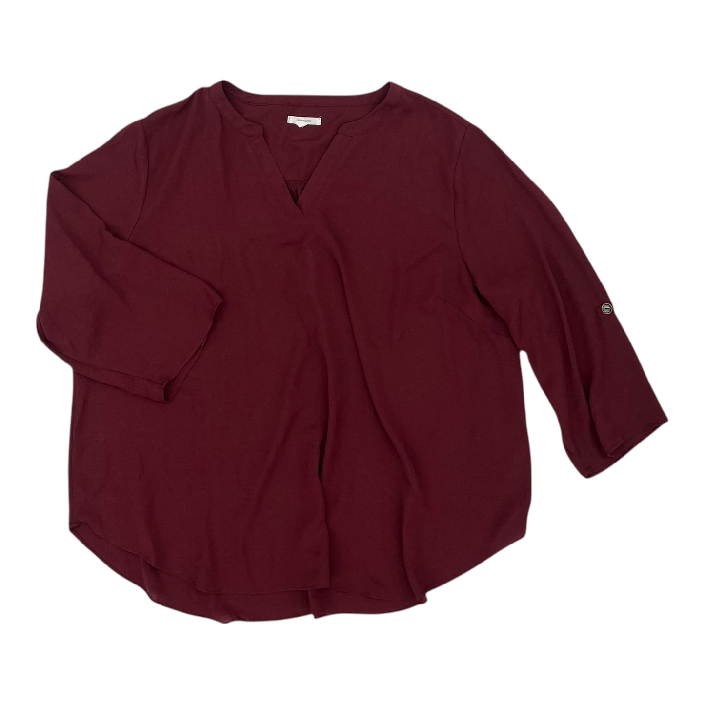 Blouse 3/4 Sleeve By Maurices In Maroon, Size:2X