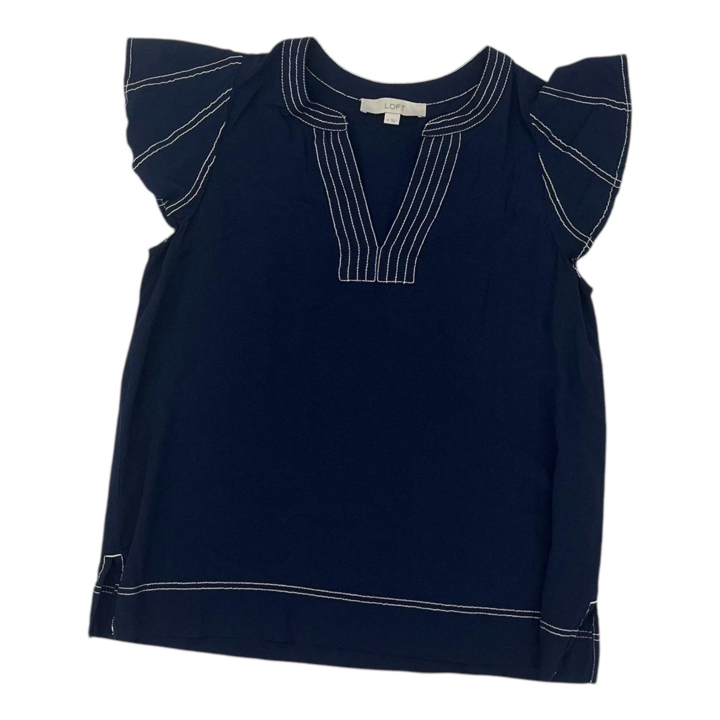 Blouse Ss By Loft In Navy, Size:M