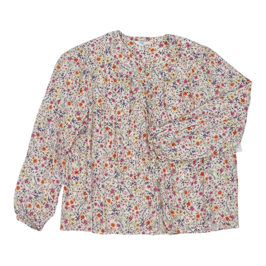 Blouse Ls By Time And Tru In Floral Print, Size:3X