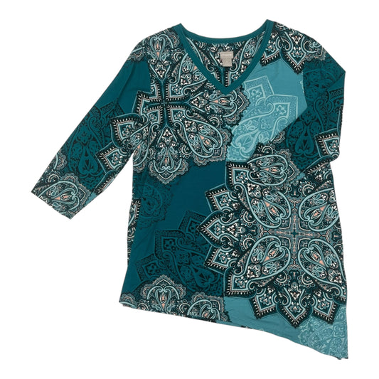 Tunic 3/4 Sleeve By Chicos In Teal, Size:L