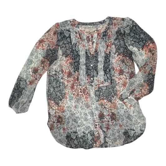 Blouse Ls By Loft In Blue, Size:S